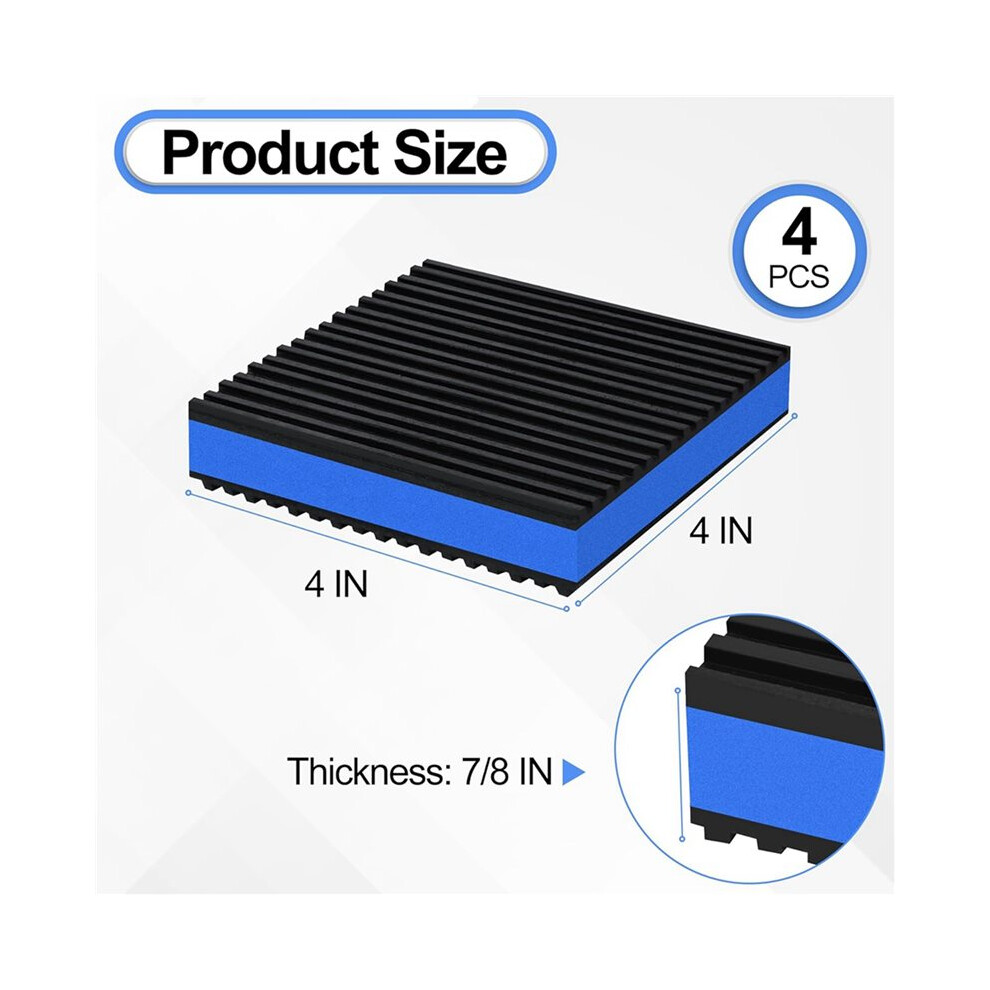 8Pcs Anti Vibration Pads 4X4x7/8Inch Sound Isolation Ribbed Rubber Mats With Eva Center, Vibration Isolation Pads 6032403120683