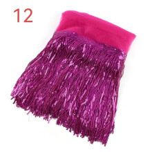 (Rose red) NEW 10Y Sequin Fringe Trim Tassel Glitter Lace Fringes for Dance Clothes Dress