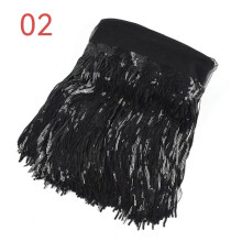 (Black) NEW 10Y Sequin Fringe Trim Tassel Glitter Lace Fringes for Dance Clothes Dress