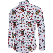 Herren-Weihnachtshemd Mit Alpaka-Muster Langarm Bequem XL — herren weihnachtshemd, alpaka hemd weihnachten, hemd regular fit xl, hemd lange ärmel