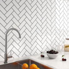 Self-Adhesive 3D Wall Stickers Tiles Elegant 15 Pieces 30x30 cm White — self adhesive 3d tiles, white wall tiles, kitchen tiles 30x30