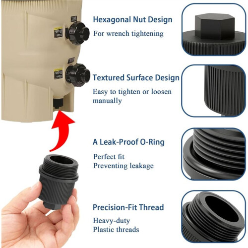 190030 Filter Drain Plug Cap Replacement Assembly with O-Ring for  FNS , Clean & Clear , and Quad D.E. 2