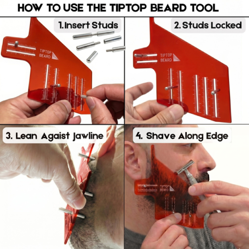 TipTop Straight Beard Stencil with Alignment Pins 2