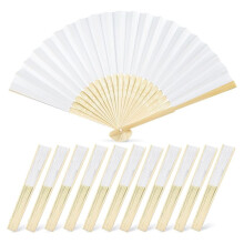 12PCS Paper Hand Fans, 8.3 Inch Foldable Bamboo Folding Fans Handheld Fan for Wedding Favors,Baby Shower, Summer Cooling