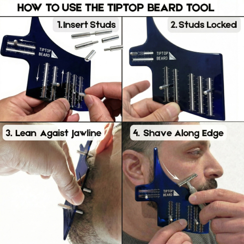 TipTop Curve Beard Stencil with Alignment Pins 2