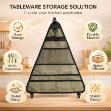 Tableware Storage Bag,Adjustable Multi Pocket, and Durable - Wear Fabric, Organized Storage for Outdoor Use