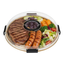Tabla de Quesos con Tapa Hermética y Asa, Bandeja Redonda para Servir, Ideal para la Presentación de Embutidos en Cocinas y Restaurantes.