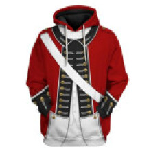 (White Red,XL)Historical Army Uniforms 3d Pattern Hoodie Cosplay Sweatershirt Men Women Jacket