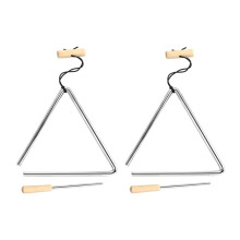 2PCS 6 Inch Triangle Musical Instrument, Music Percussion Triangles with Wooden Handle and Beater