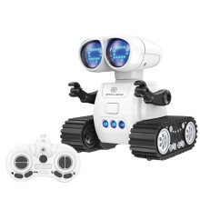 Rechargeable Remote Control Robot Toy with Music, LED Eyes, Walkie Talkie, RC Walking Robot Toy Gift for Kids