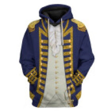 (Blue,2XL)Uniformes Históricos del Ejército Patrón 3D Sudadera con Capucha Juegos con disfraces Suéter Hombres Mujeres Chaqueta