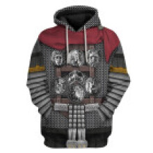 (Red Silver,S)Uniformes Históricos del Ejército Patrón 3D Sudadera con Capucha Juegos con disfraces Suéter Hombres Mujeres Chaqueta