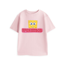 (9-10 Years) SpongeBob SquarePants Short Sleeved T-Shirt (Unisex Kids Pink)