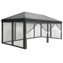 10'x20' Pop Up Canopy Tent Folding Gazebo w/ 6 Full Mesh Sidewalls & 6 Zipper Doors