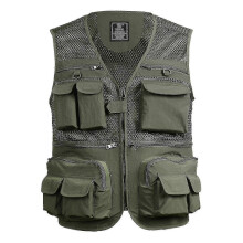 (3XL, Army green) Fishing Vest Breathable Fishing Travel Mesh Vest