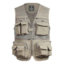 (4XL, Khaki) Fishing Vest Breathable Fishing Travel Mesh Vest