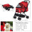 Poussette pliable Oxford rouge pour petits chiens et chats 3
