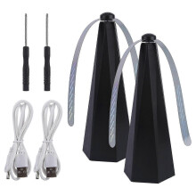 (Black) 2pcs USB Charging Freestanding Fly Repellent Fan Rotatable Party For Tables Home