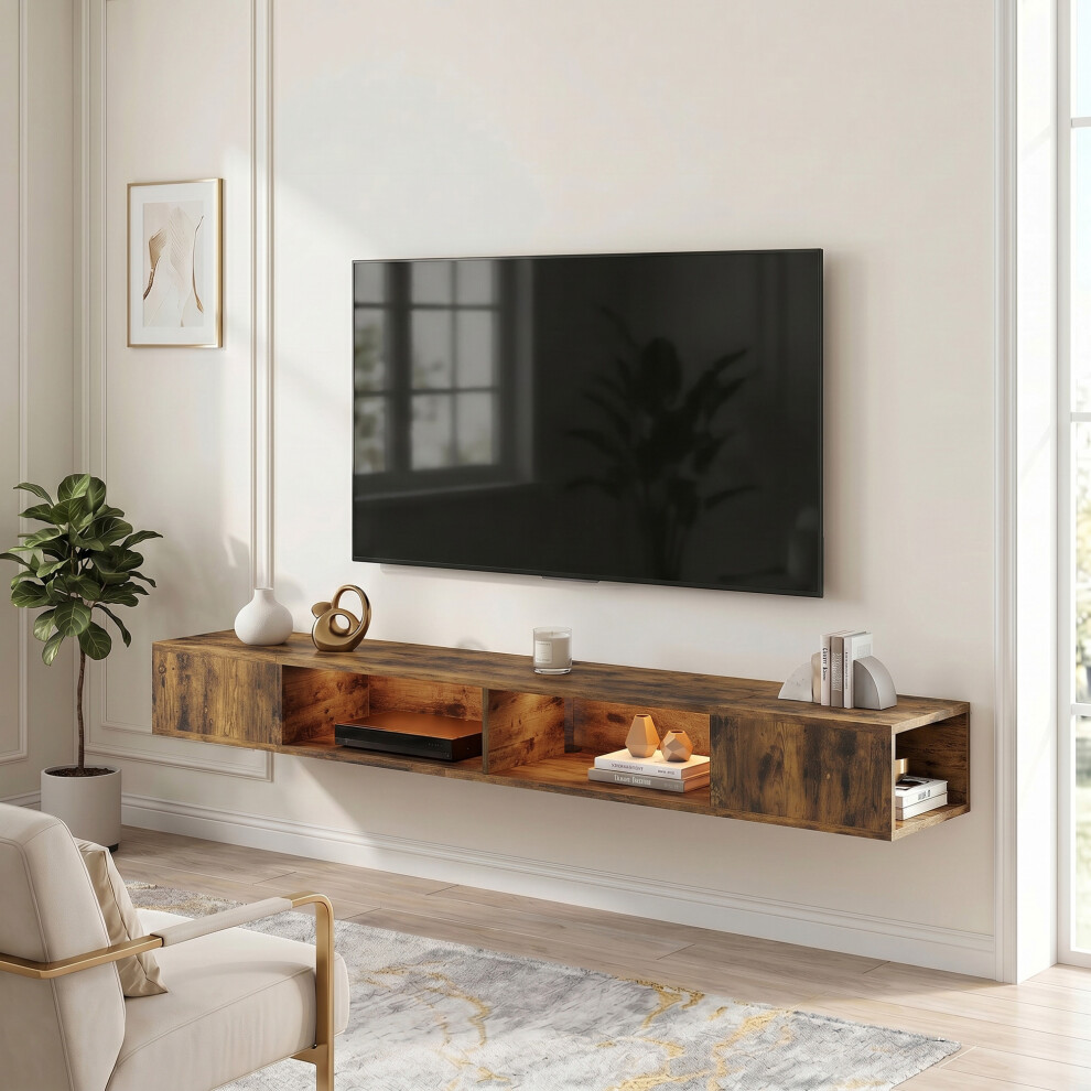 Homcom (Brown) Tv Stand With Rgb Led Lights For 75-Inch Tv