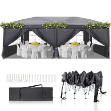 10'x20' Pop Up Canopy Garden Tent Folding Party Gazebo w/ 6 Sidewalls & 4 Windows
