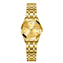 (Full gold face (women’s style)) New Diamond Couple Quartz Watches, Stainless Steel Waterproof Calendar Luxury Wristwatches