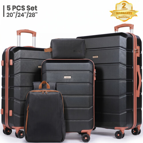 5 PCS Suitcase Set, 20+24+28+Backpack+Toiletry Bag