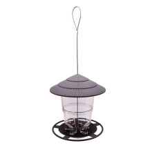 Wild Bird Feeder, Outside Squirrel Proof Bird Feeder, Hanging Wild Bird Feeder with Round Shaped Roof Grey