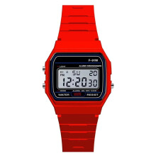 (Red) F91W Classic NEW Digital RETRO Sport Alarm Stopwatch Black Watch HOT