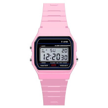 (Pink) F91W Classic NEW Digital RETRO Sport Alarm Stopwatch Black Watch HOT