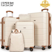 5 PCS Suitcase Set, 20+24+28+Backpack+Toiletry Bag