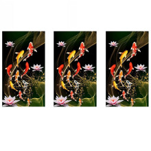 3X Pintura com Diamante Bordado Pintura de Diamante Imagem Redonda Completa de Strass DecoraçãO de Casa, Peixe da Sorte