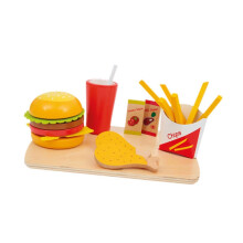 Pretend Play Food Set Wooden Stacking Burger for Boys Children Toddlers