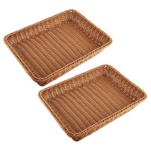 2X Rattankorb Aus Kunststoff, Brot Korb Brotladen Supermarkt Display Basket