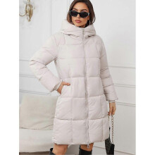 (M, beige) Women Long Slim Warm Hooded Winter Down Jacket Coat Outwear Wadded Parkas Cotton Padded