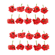 5cm 120Pcs Fleurs Artificielles Coquelicot Fait À la Main Petite Décoration de Mariage (Rouge)