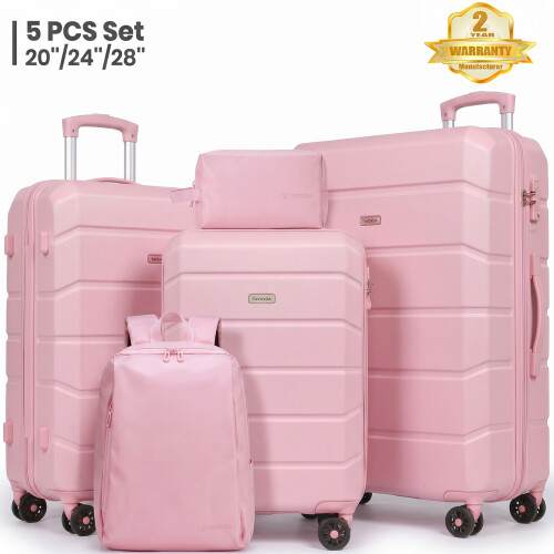 5 PCS Suitcase Set, 20+24+28+Backpack+Toiletry Bag