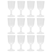 Clear Plastic Wine Glass Recyclable - Shatterproof Wine Goblet - Disposable & Reusable Cups for Champagne, Dessert 12Pcs