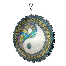3D Colorful Iron Wind Chime, Mandala Pattern 3D Rotating, Wall Hanging Decorative Art Windmill Home Decoration H