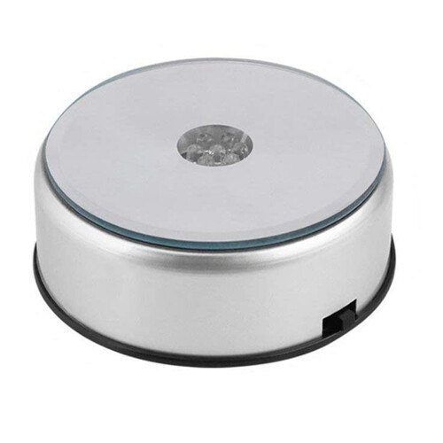 Display Turntable Base for Crystals Glass Art,4inch 7 LED 7 Colored Rotating Crystal Display Base Stand US Plug