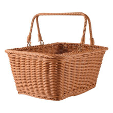 Panier de Pique-Nique Portable Fait à la Main en Rotin Artificiel Durable en Rotin Tissé Panier de Supermarché Panier en Rotin