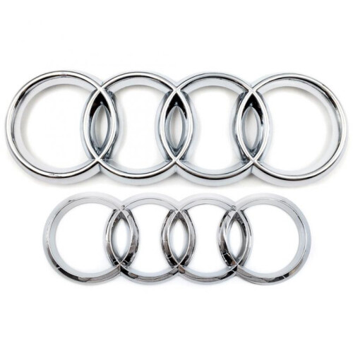 ( Silver, 285mm) Audi Rings Logo Front Grill & Rear Trunk Emblem 2