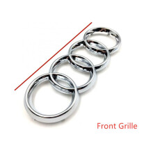 ( Silver, 285mm) Audi Rings Logo Front Grill & Rear Trunk Emblem