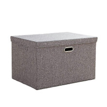 Foldable Linen Fabric Storage Bin with Lid