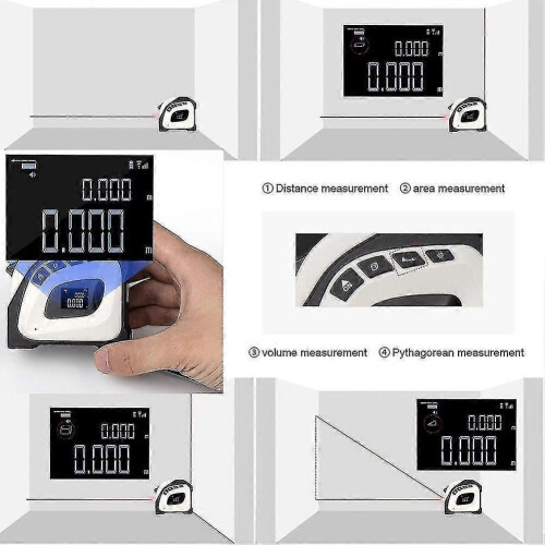 Measuring Tape 16 Feet, Lcd Digital Display, Removable Hook 1