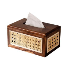 Scatola per Fazzoletti nel Rattan nel Legno Massello Cassetto nel Rattan di Alto Valore Casa Camera da Letto Soggiorno Tavolino Cassetto per la Carta,