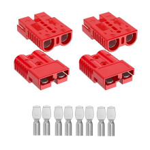 Conector para Anderson 175A 600V de Conexão/Desconexão Rápida para Cabos de 1/0 A 4 AWG, para Guincho e Reboque (Vermelho, 4 Unidades)