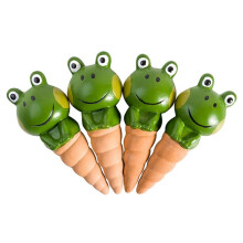 4 Pièces Grenouille de Dessin Animé Piquets D'Arrosage Automatique en Argile Dispositif Goutteur de Plantes en Terre Cuite en Pot pour Jardin