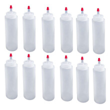 12 Bouteilles de Condiments Ă Presser en Plastique de 16 Onces avec Bouchon Rouge, Bouteille Ă Gicler pour Ketchup, Barbecue, Sauces, Arts et