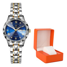 (Double Calendar Blue Face (Intermediate Gold Strap)) Premium New Luxury Women Quartz Watch, Luminous Waterproof Elegant Ladies Wristwatch