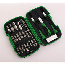 (Green) Wood Carving Tools Set 30Pcs New Aluminum Rubber Grip Carving Knife Set Paper Cutting & Craft Engraving Tools Kit